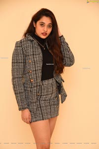 Ankita Kharat in Gray Plaid High Waist Bodycon Mini Skirt