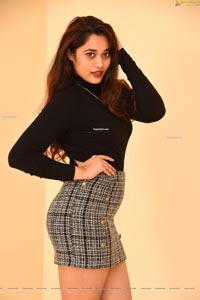 Ankita Kharat in Gray Plaid High Waist Bodycon Mini Skirt