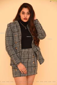 Ankita Kharat in Gray Plaid High Waist Bodycon Mini Skirt