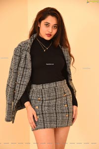 Ankita Kharat in Gray Plaid High Waist Bodycon Mini Skirt