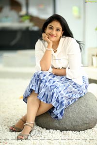 Gayatri Bhargavi in Classic White Top and Blue Skirt