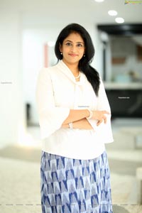 Gayatri Bhargavi in Classic White Top and Blue Skirt