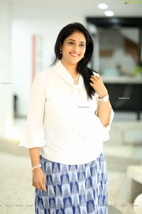 Gayatri Bhargavi in Classic White Top and Blue Skirt