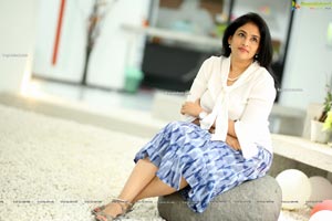 Gayatri Bhargavi in Classic White Top and Blue Skirt