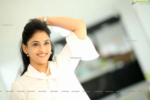 Gayatri Bhargavi in Classic White Top and Blue Skirt