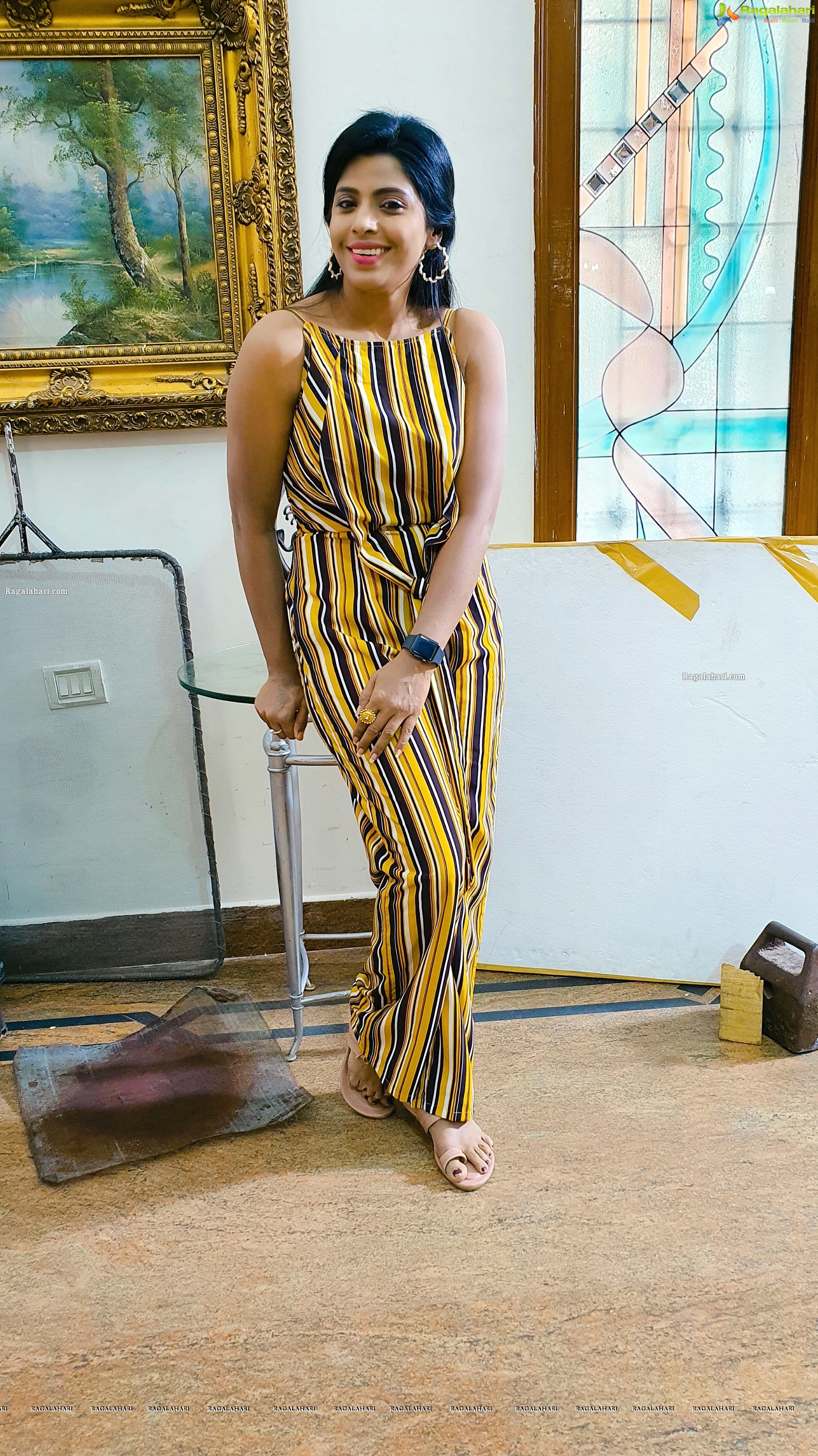 Manisha Pillai in Striped Jumpsuit, HD Photo Gallery