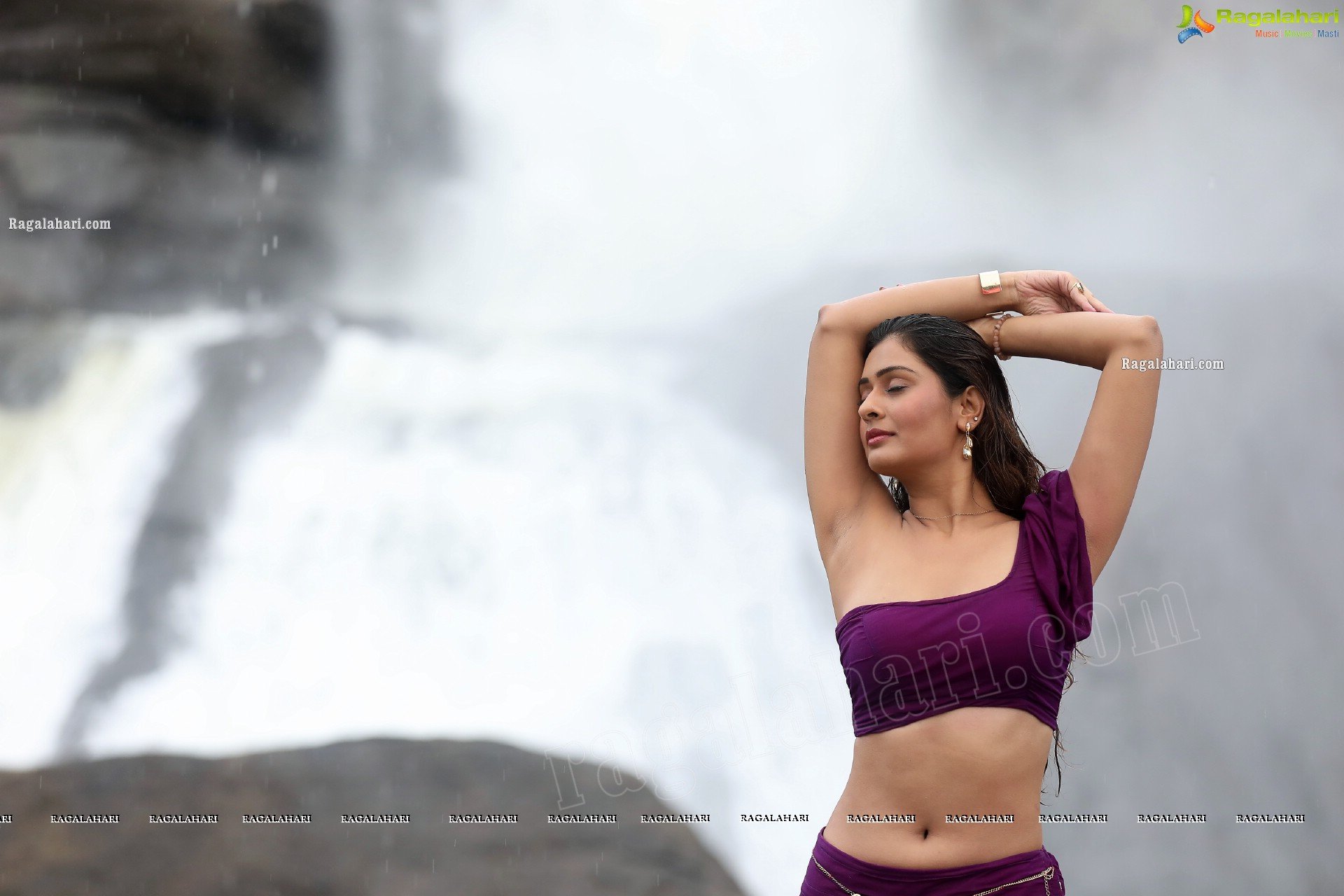 Payal Rajput Poses at a Waterfall, HD Gallery