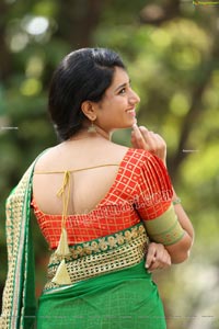 Akhila Ram in Red and Green Half saree Exclusive Shoot