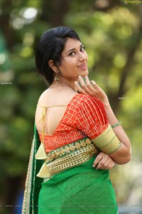 Akhila Ram in Red and Green Half saree Exclusive Shoot