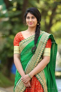 Akhila Ram in Red and Green Half saree Exclusive Shoot