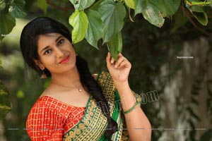 Akhila Ram in Red and Green Half saree Exclusive Shoot