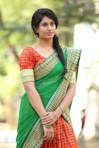 Akhila Ram in Red and Green Half saree Exclusive Shoot