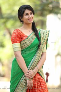 Akhila Ram in Red and Green Half saree Exclusive Shoot