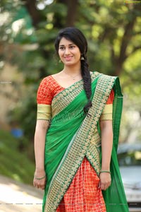 Akhila Ram in Red and Green Half saree Exclusive Shoot