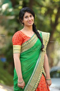 Akhila Ram in Red and Green Half saree Exclusive Shoot