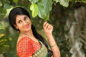 Akhila Ram in Red and Green Half saree Exclusive Shoot