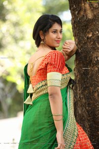 Akhila Ram in Red and Green Half saree Exclusive Shoot