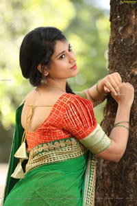 Akhila Ram in Red and Green Half saree Exclusive Shoot