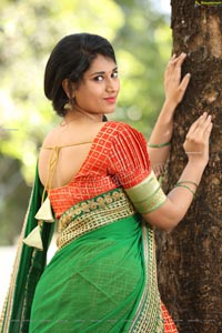 Akhila Ram in Red and Green Half saree Exclusive Shoot