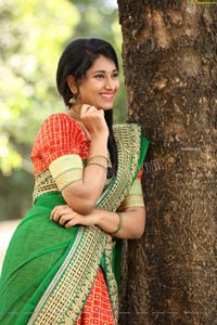 Akhila Ram in Red and Green Half saree Exclusive Shoot