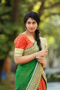 Akhila Ram in Red and Green Half saree Exclusive Shoot