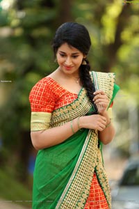 Akhila Ram in Red and Green Half saree Exclusive Shoot