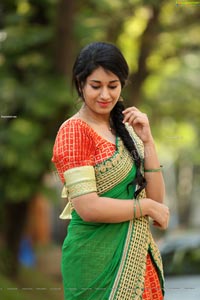 Akhila Ram in Red and Green Half saree Exclusive Shoot