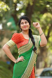 Akhila Ram in Red and Green Half saree Exclusive Shoot