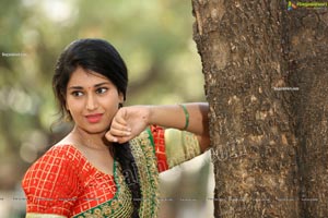 Akhila Ram in Red and Green Half saree Exclusive Shoot