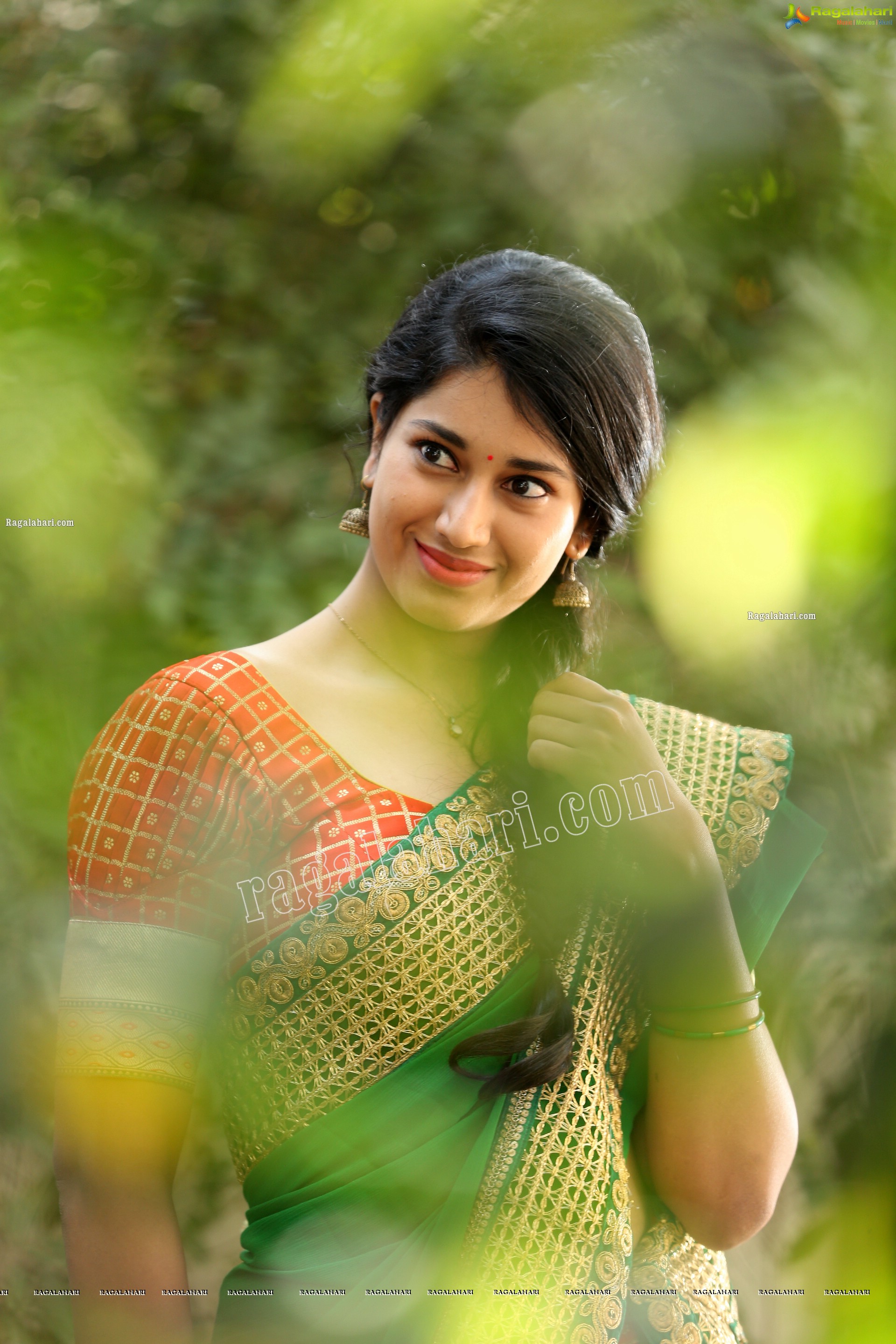 Akhila Ram in Red and Green Classic Combination Half saree, Exclusive Photo Shoot