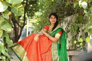 Akhila Ram in Red and Green Half saree Exclusive Shoot