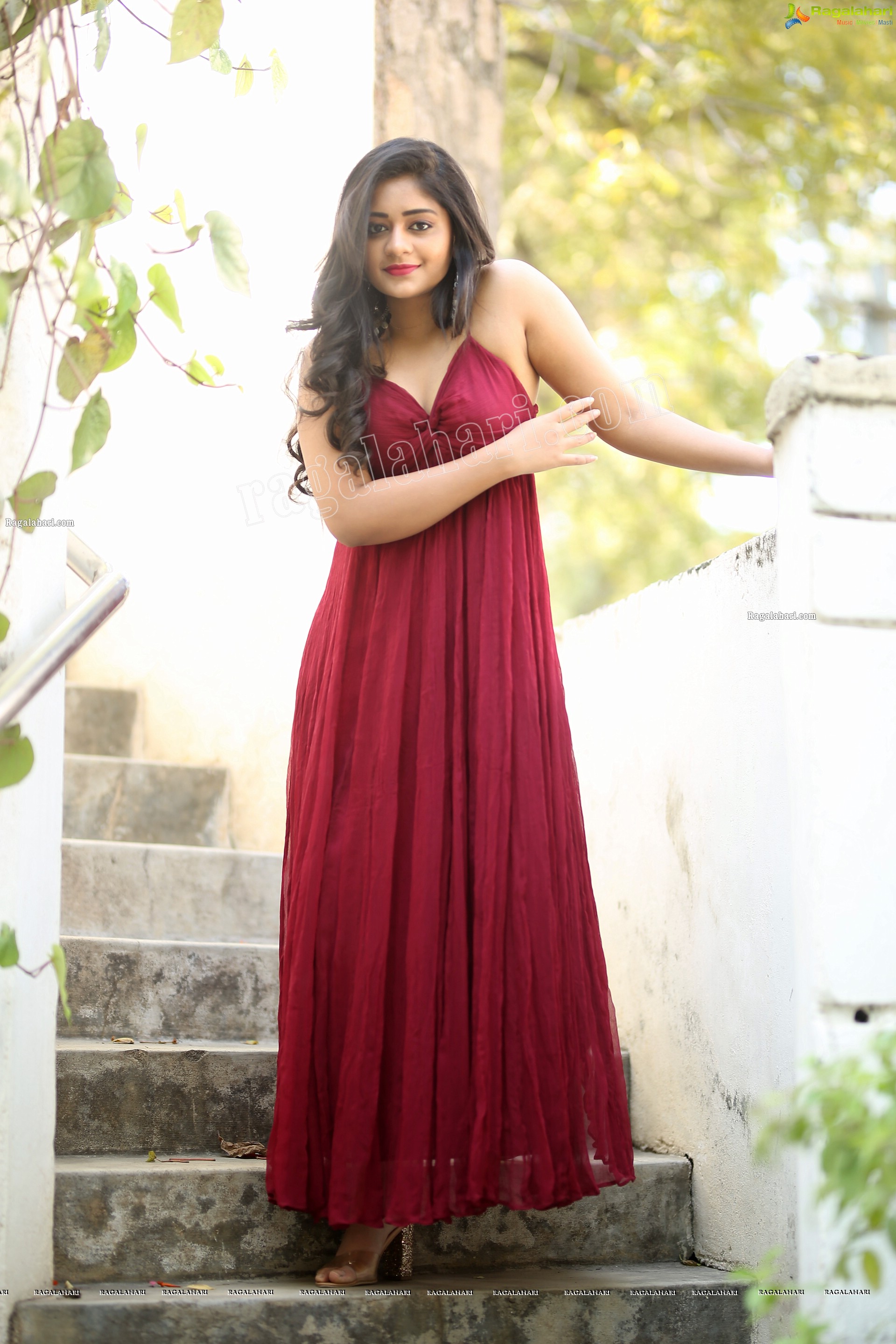 Deepa Umapathy in Red Spaghetti Strap Knot Front Dress, Exclusive Photo Shoot