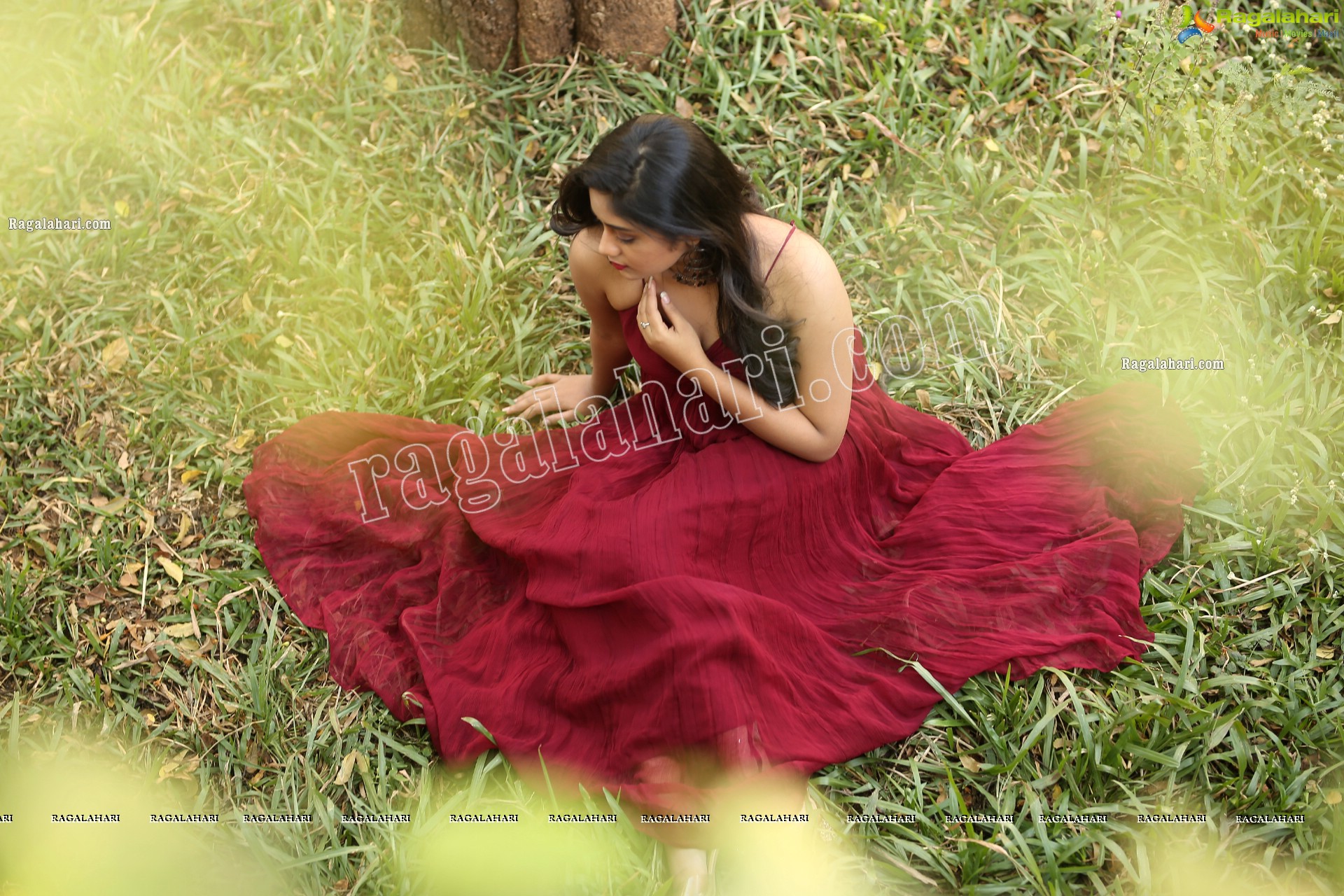 Deepa Umapathy in Red Spaghetti Strap Knot Front Dress, Exclusive Photo Shoot