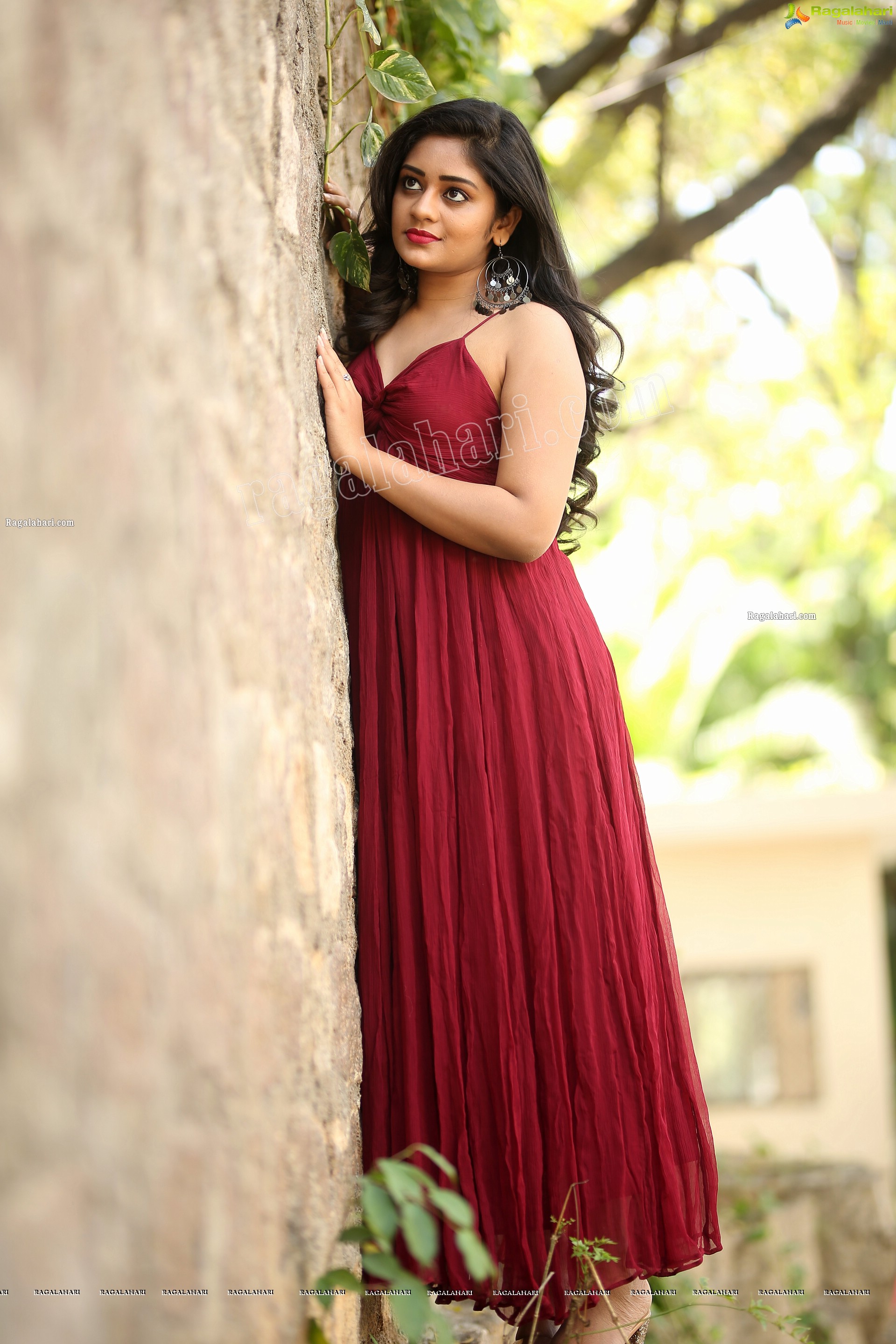 Deepa Umapathy in Red Spaghetti Strap Knot Front Dress, Exclusive Photo Shoot