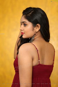 Deepa Umapathy in Red Spaghetti Strap Knot Front Dress