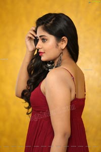 Deepa Umapathy in Red Spaghetti Strap Knot Front Dress