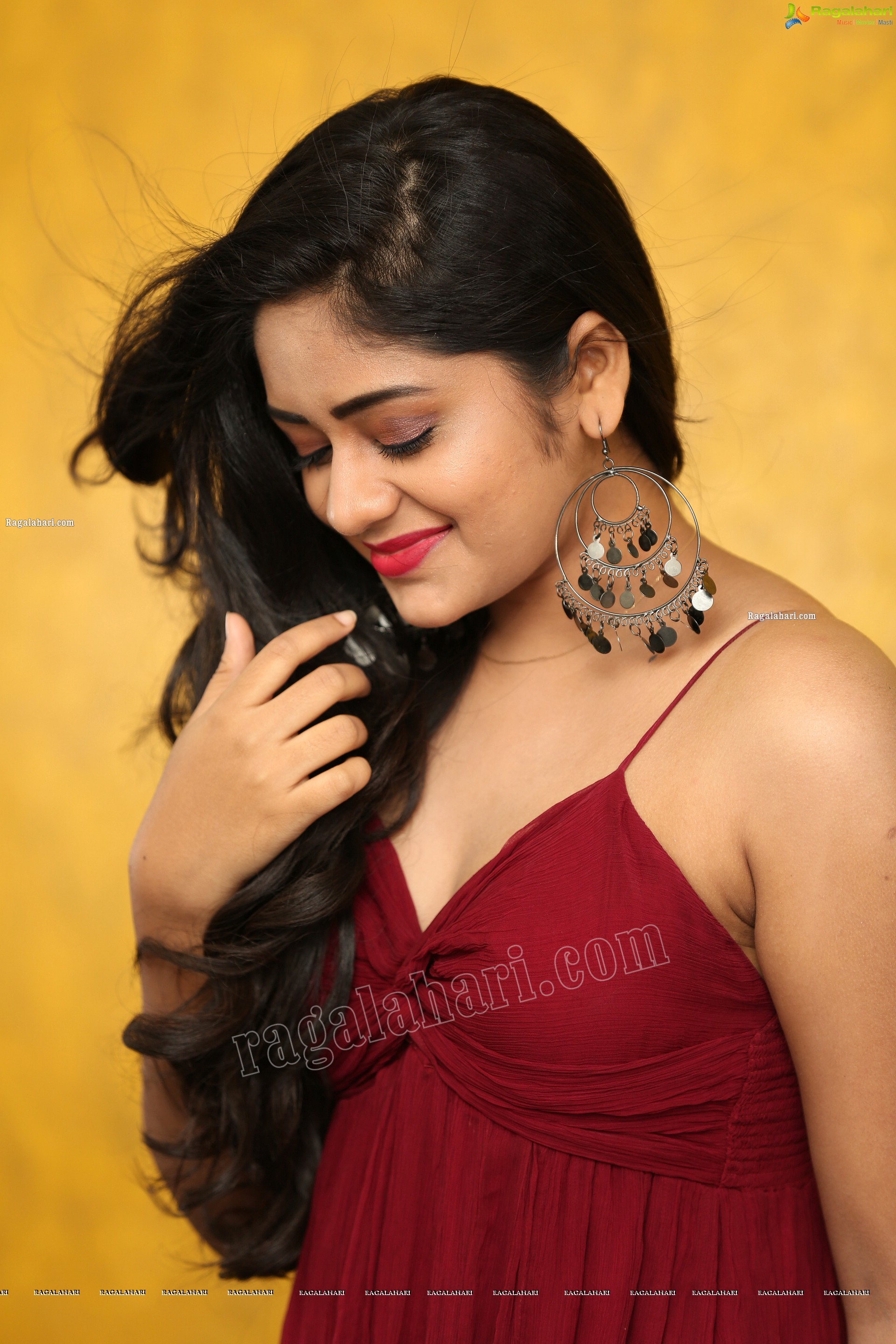 Deepa Umapathy in Red Spaghetti Strap Knot Front Dress, Exclusive Photo Shoot