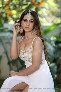 Harshita Panwar in White Prom Dress With High Slit