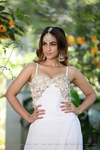Harshita Panwar in White Prom Dress With High Slit