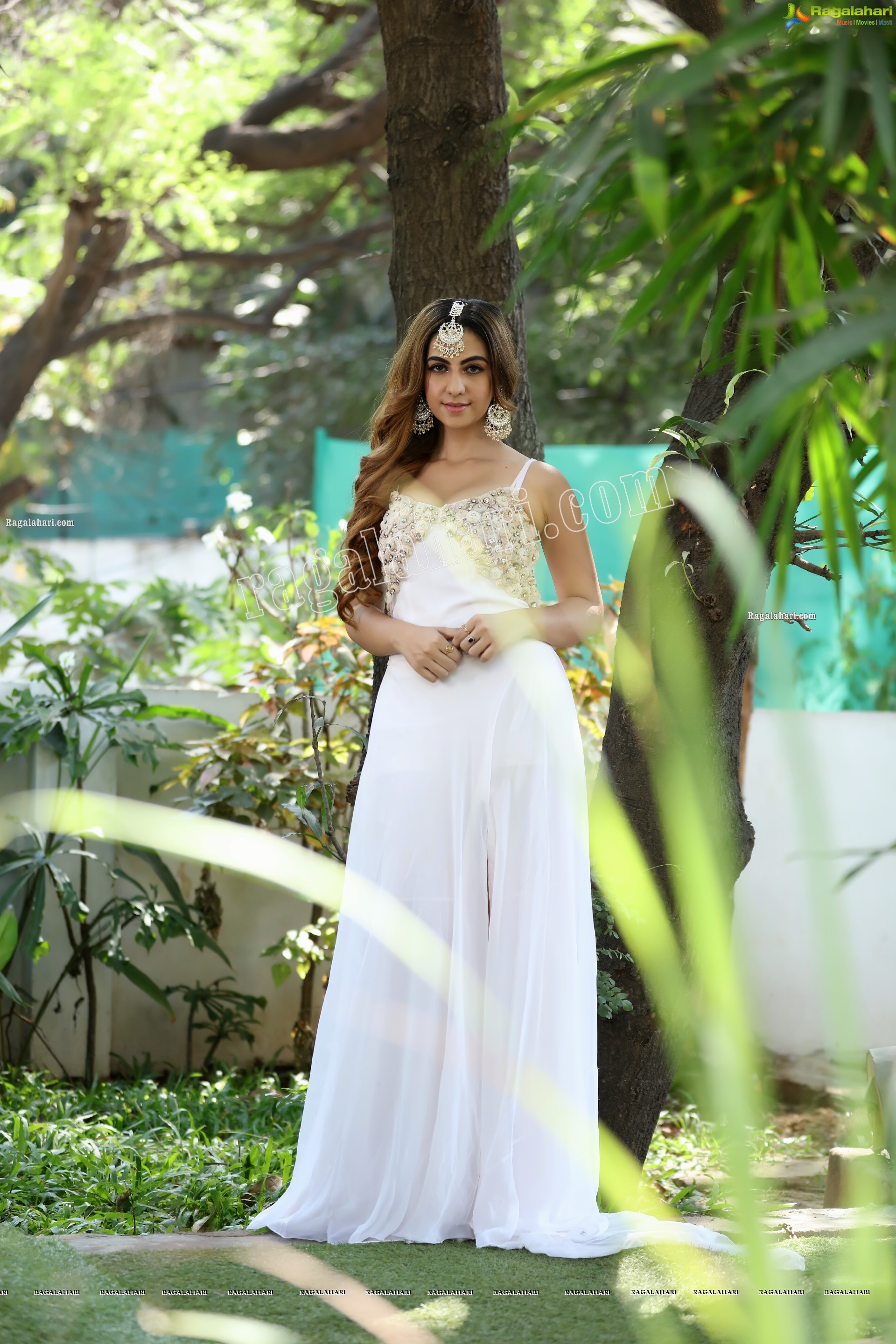 Harshita Panwar in White Prom Dress With High Slit, Exclusive Photo Shoot