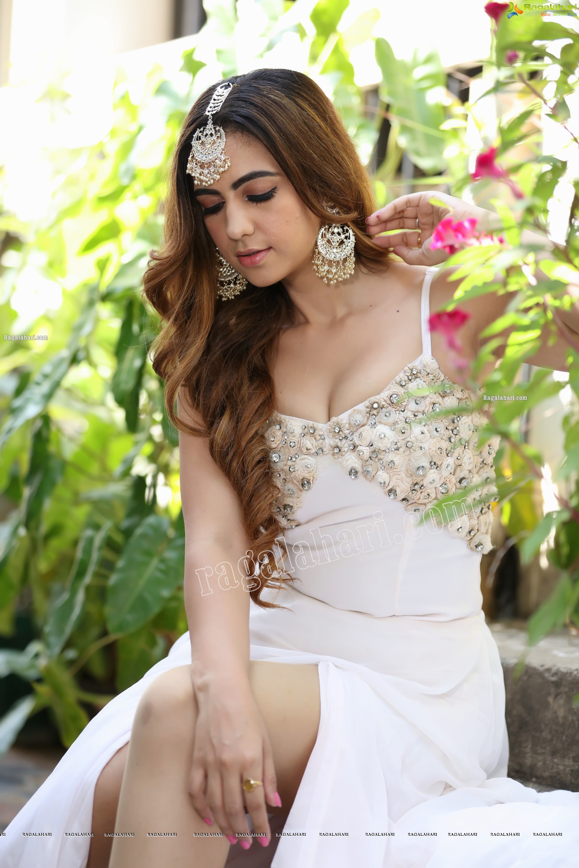 Harshita Panwar in White Prom Dress With High Slit, Exclusive Photo Shoot