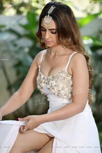 Harshita Panwar in White Prom Dress With High Slit