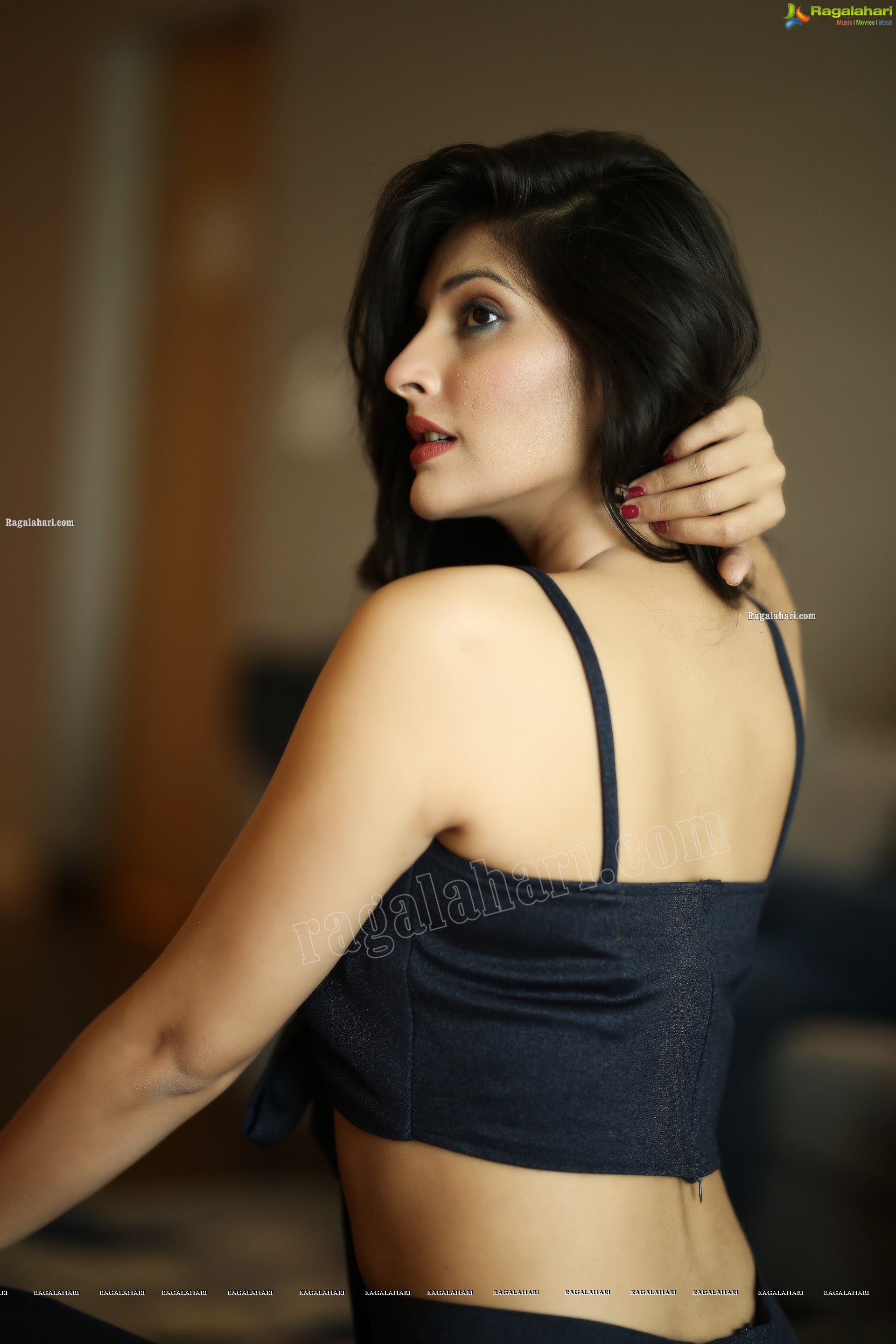 Khyati Sharma Tie Front Spaghetti Strap Crop Top and Pants, Exclusive Photo Shoot