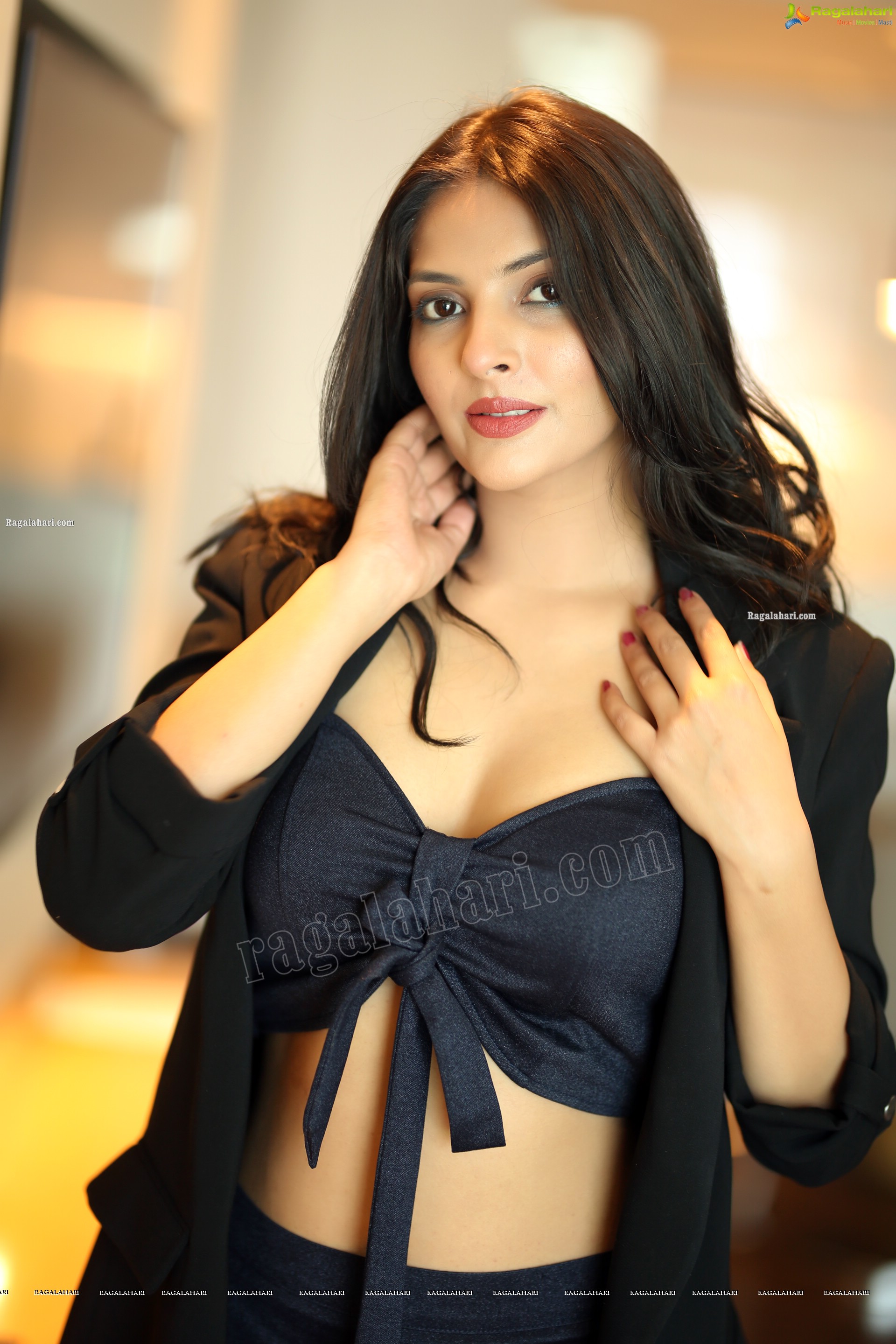 Khyati Sharma Tie Front Spaghetti Strap Crop Top and Pants, Exclusive Photo Shoot