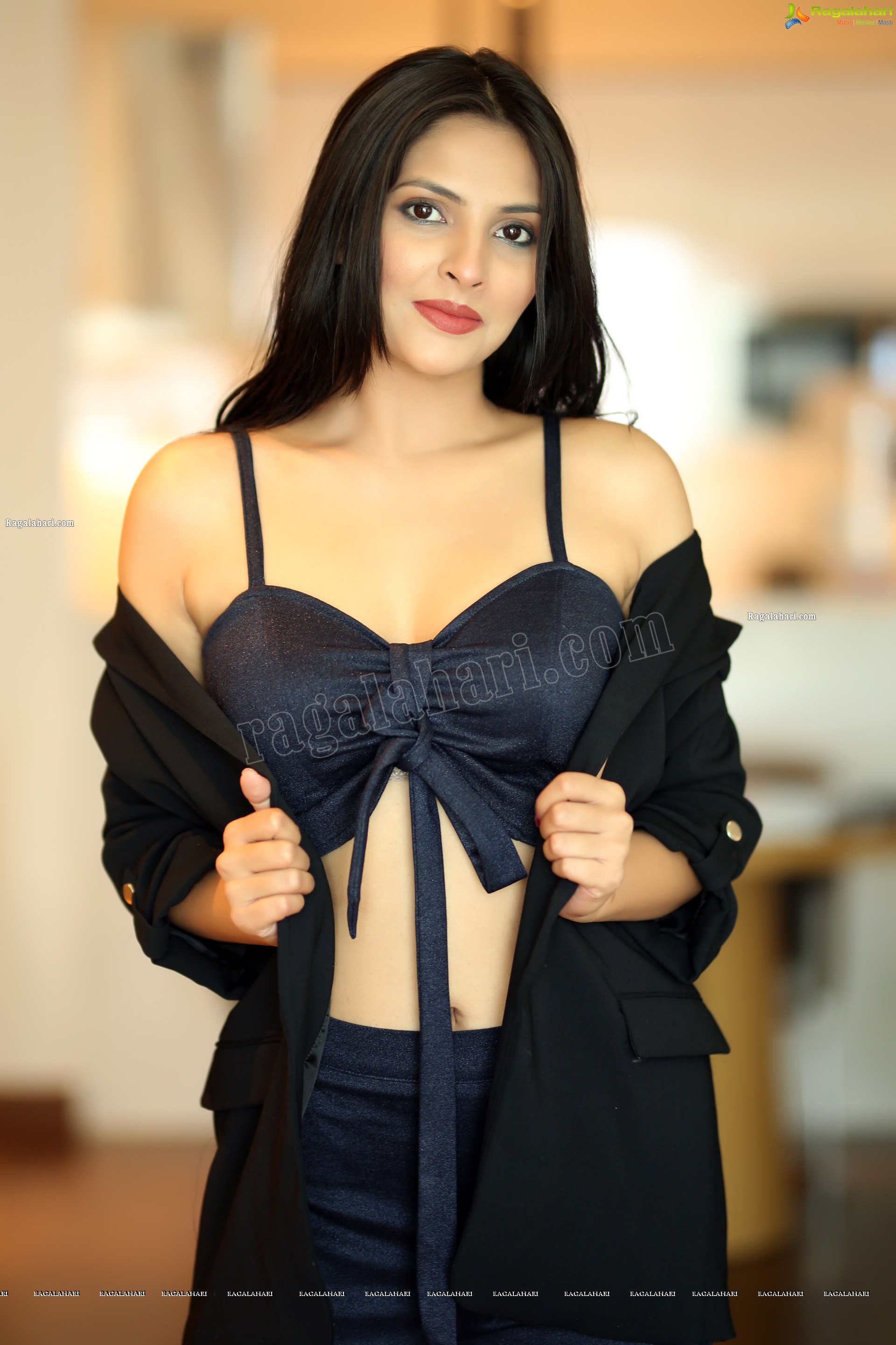 Khyati Sharma Tie Front Spaghetti Strap Crop Top and Pants, Exclusive Photo Shoot