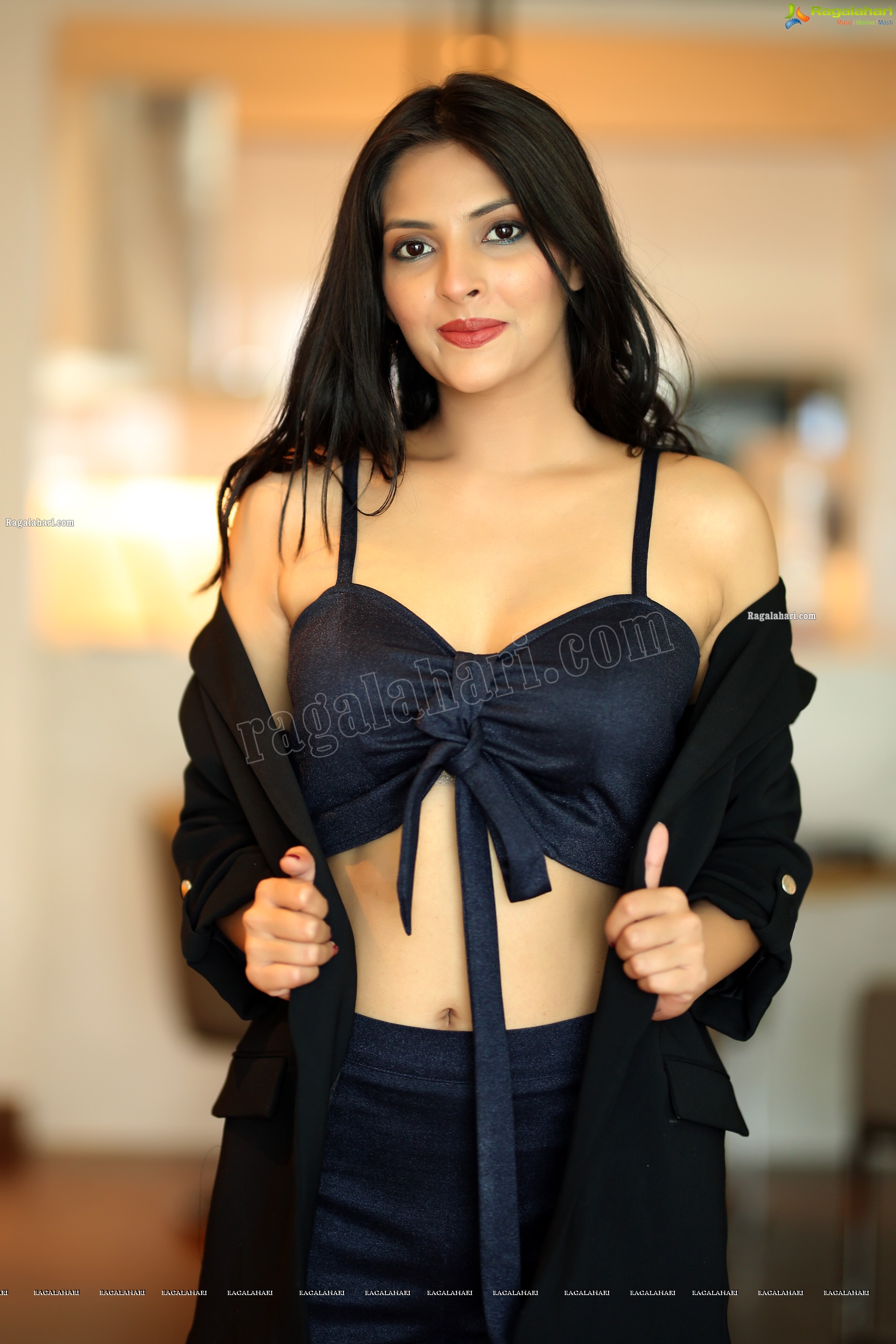 Khyati Sharma Tie Front Spaghetti Strap Crop Top and Pants, Exclusive Photo Shoot