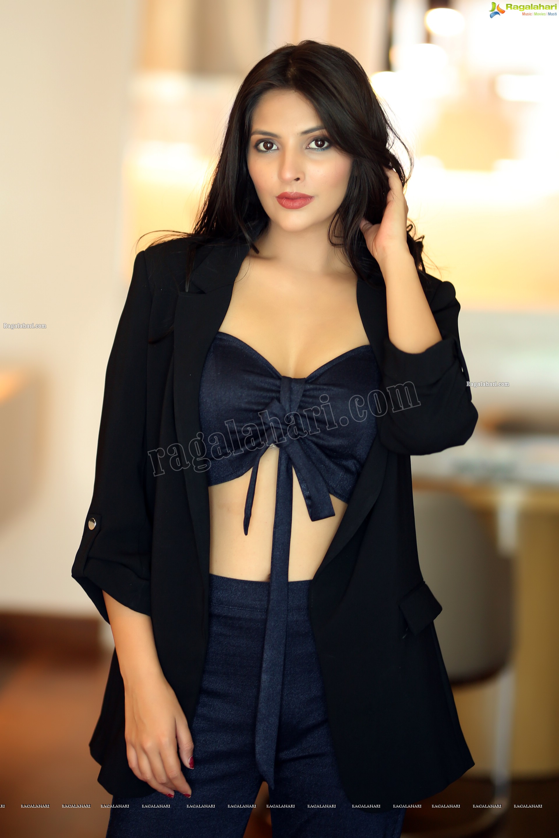 Khyati Sharma Tie Front Spaghetti Strap Crop Top and Pants, Exclusive Photo Shoot