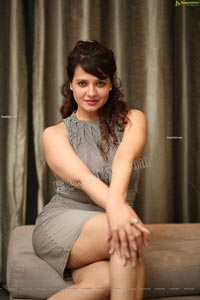 Saloni Aswani Exclusive Photos in Gray Striped Bodycon Dress