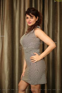 Saloni Aswani Exclusive Photos in Gray Striped Bodycon Dress