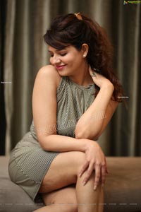 Saloni Aswani Exclusive Photos in Gray Striped Bodycon Dress